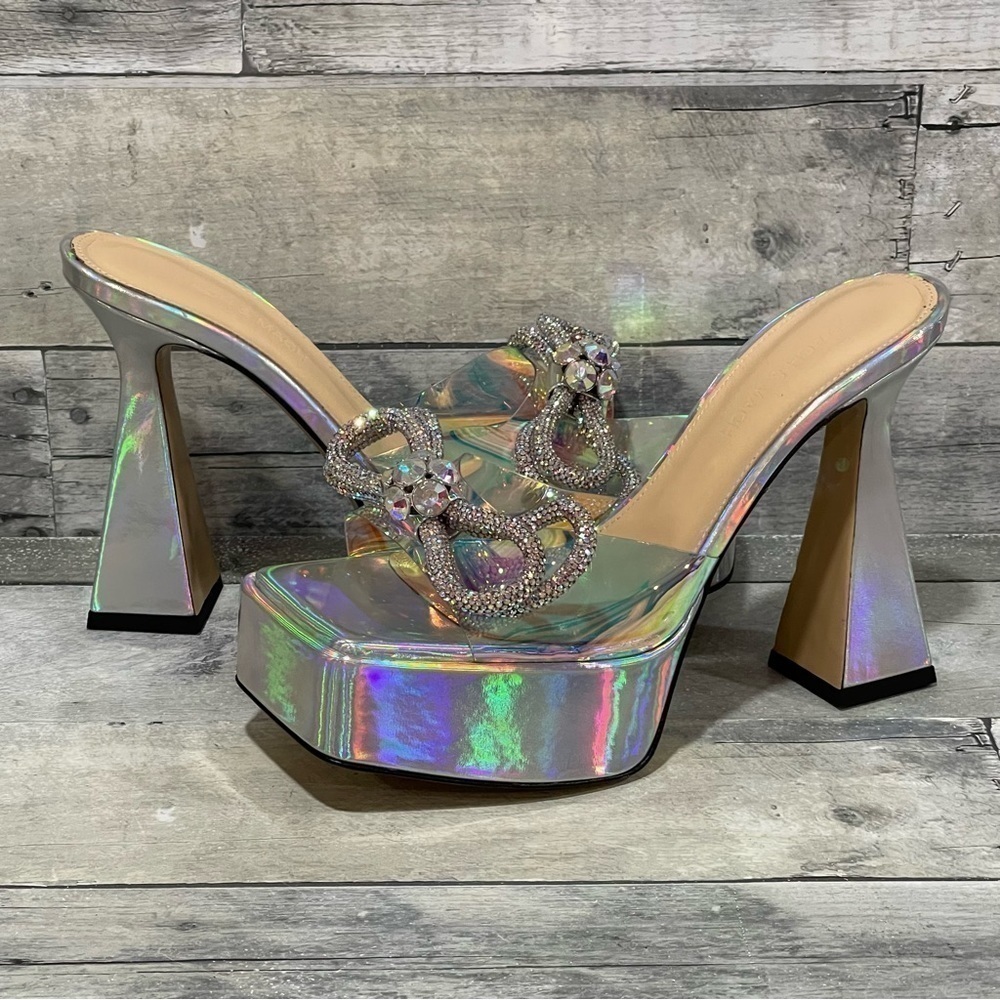 Mach & Mach Double Bow Platform Slide Sandal - Ir… - image 1